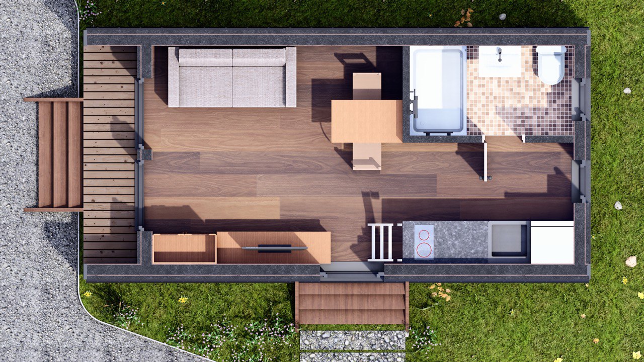 Tiny House -  Modulhus - Mini hus, Færdighus - 28 m² - Energieffektivt - SIP-Model
