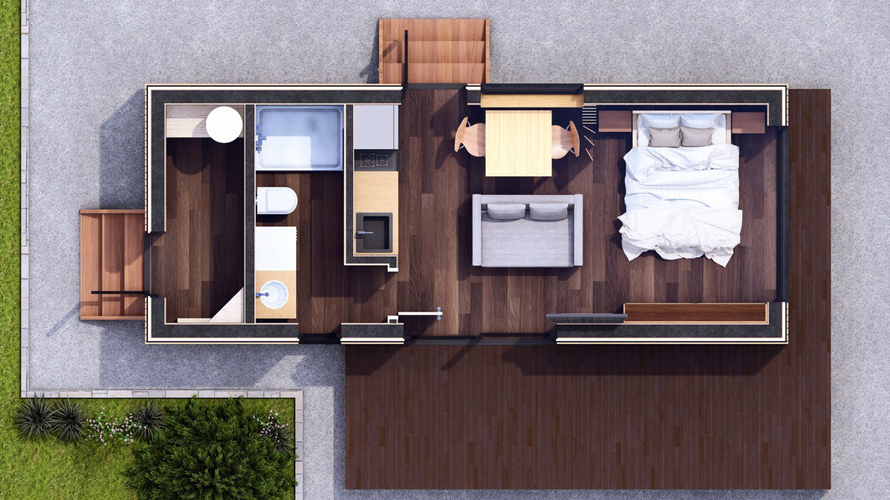 Tiny House -  Modulhus - Mini hus, Færdighus - 29 m² - Energieffektivt - SIP-Model